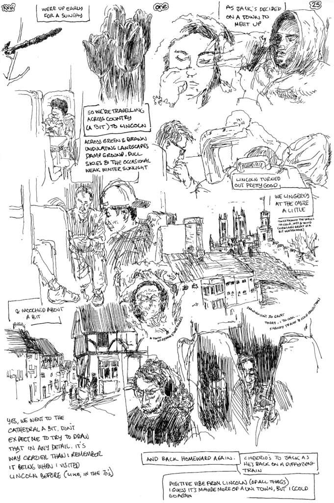 SundayComic: comic drawn on Sundays from Life and photo-reference: we took a few trains to Lincoln & back again today (to meet up with Jack; one of out "let's meet up somewhere" days).
