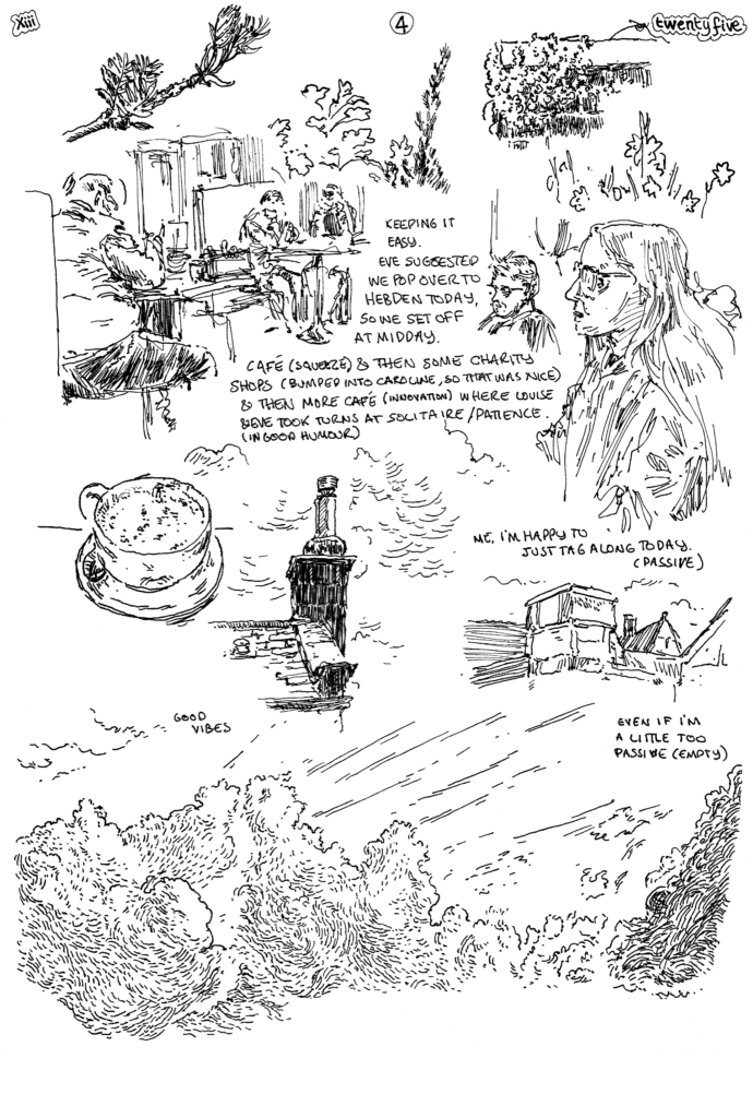 SundayComic: comic drawn on Sundays from Life and photo-reference: a pleasant sunday of deliberately low key activity; we just popped over to Hebden to indulge in some cafe & charity shop activity.